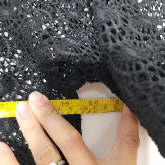 Joy Joy Sheer Lace Cover Up Mini Dress Short Sleeve Scoop Neckline Black Size XS - Picture 8 of 8